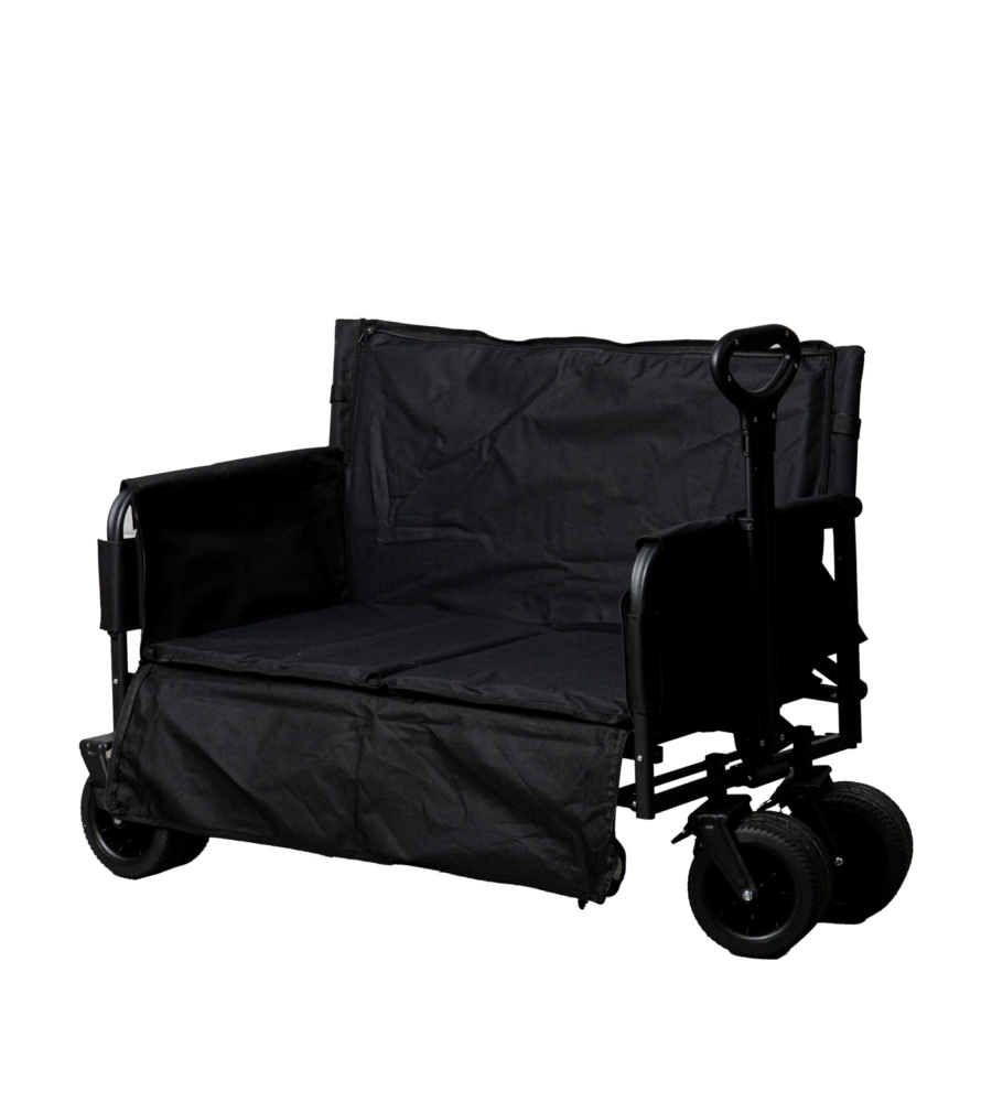CARRELLO PIEGHEVOLE EUROGARDEN CON RUOTE E FUNZIONE PANCHINA IN ACCIAIO NERO 108X55,5X73 CM